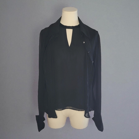 LOFT Black Sheer Women's Blouse - Picture 5 of 7